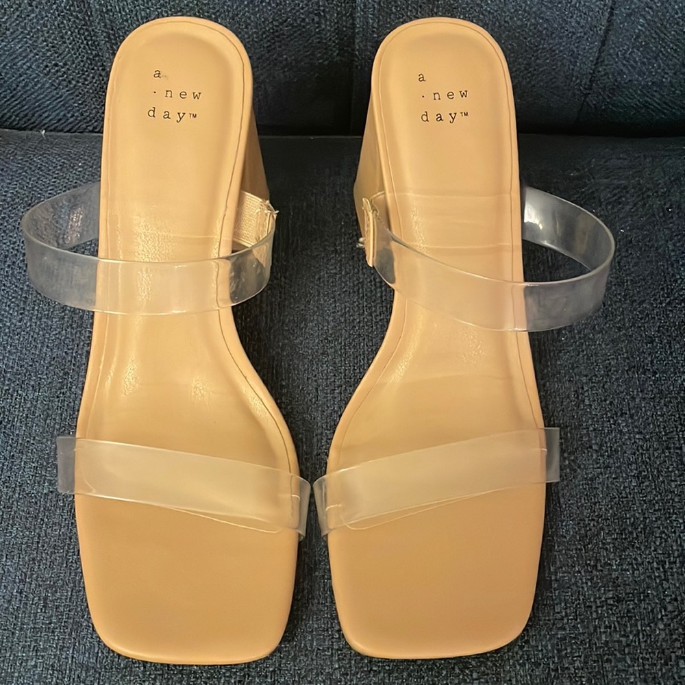 New-never worn. Women’s clear strap heels